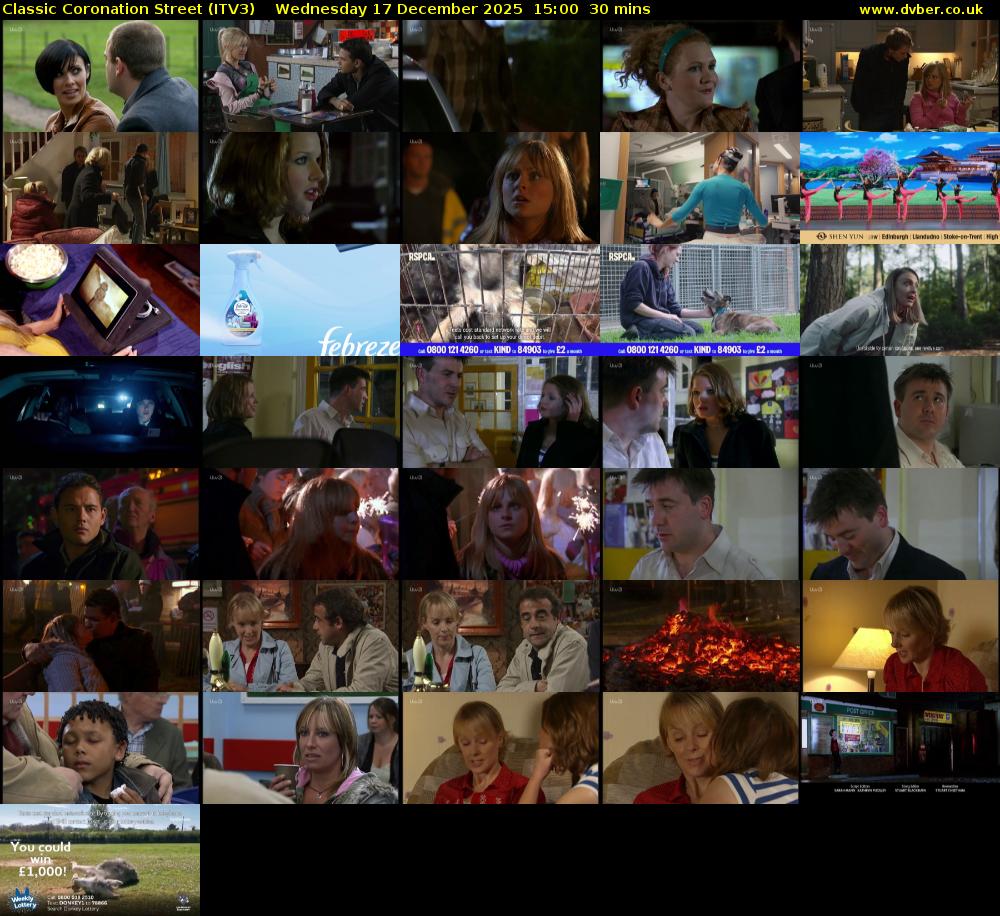 Classic Coronation Street (ITV3) Wednesday 17 December 2025 15:00 - 15:30