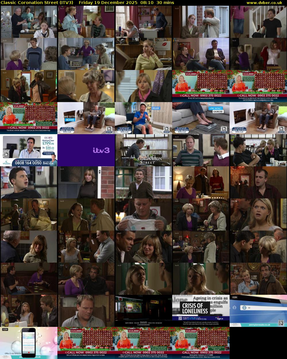 Classic Coronation Street (ITV3) Friday 19 December 2025 08:10 - 08:40