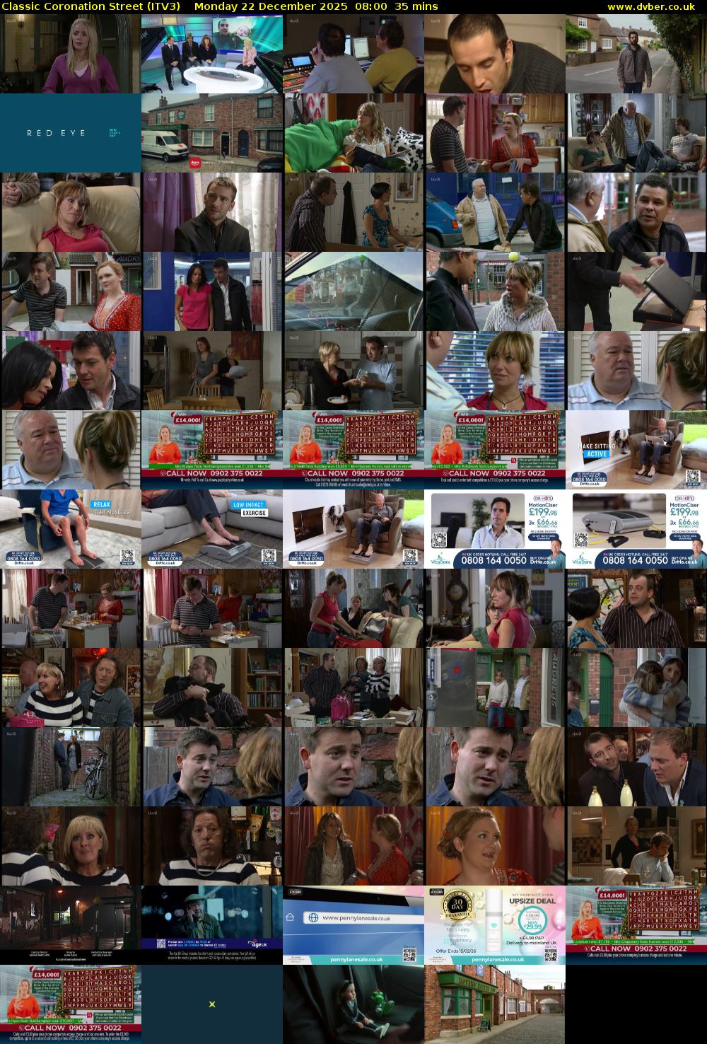 Classic Coronation Street (ITV3) Monday 22 December 2025 08:00 - 08:35