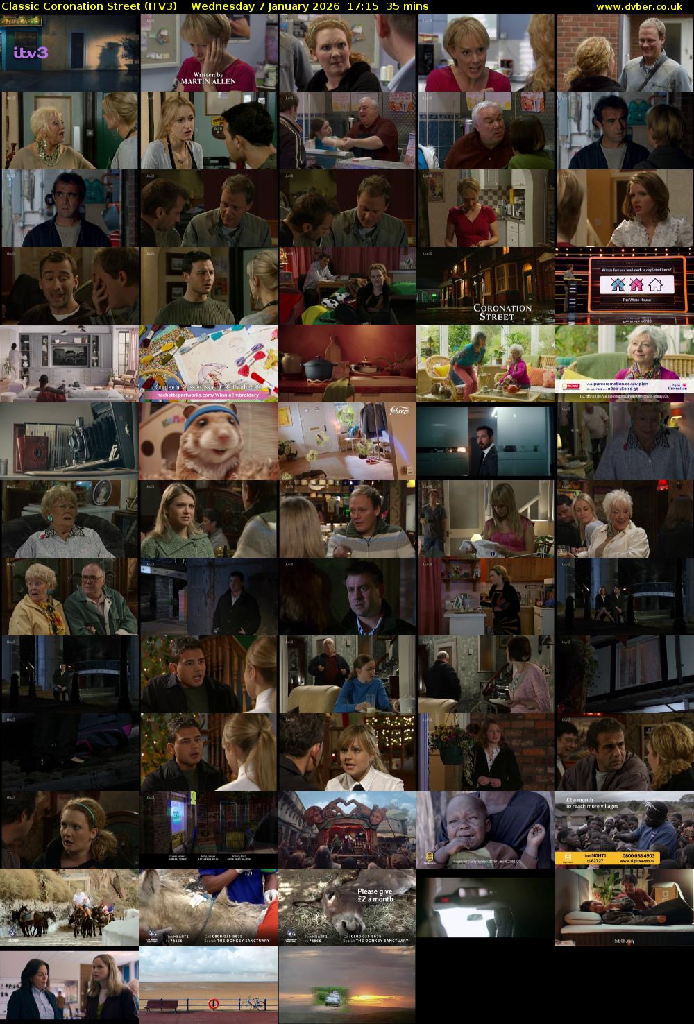 Classic Coronation Street (ITV3) Wednesday 7 January 2026 17:15 - 17:50