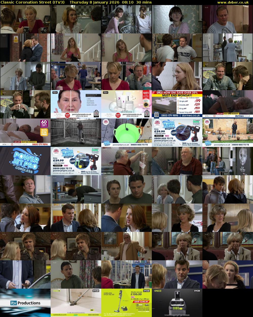 Classic Coronation Street (ITV3) Thursday 8 January 2026 08:10 - 08:40