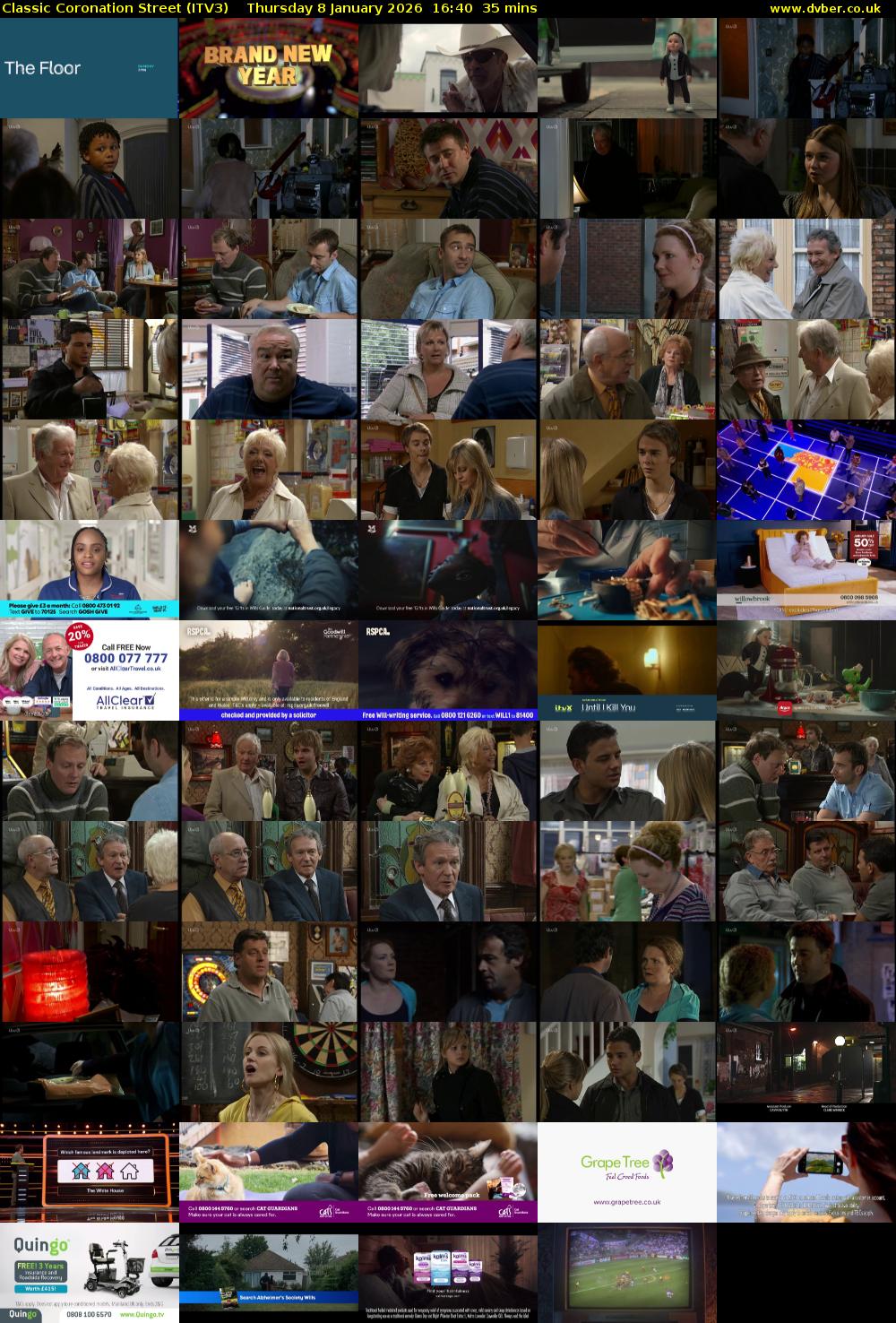 Classic Coronation Street (ITV3) Thursday 8 January 2026 16:40 - 17:15