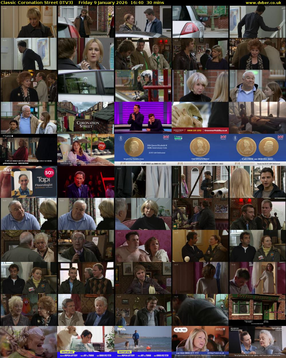 Classic Coronation Street (ITV3) Friday 9 January 2026 16:40 - 17:10