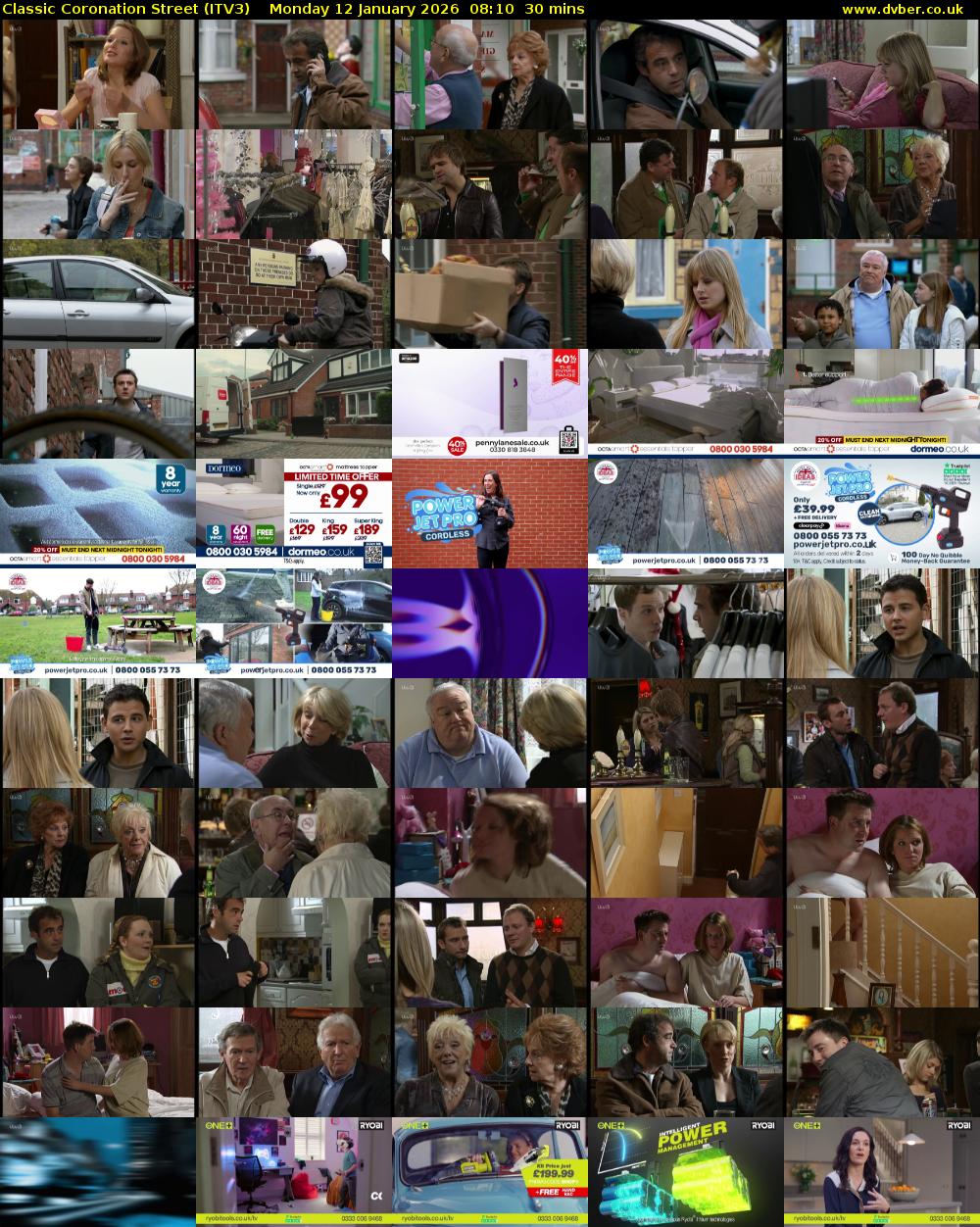 Classic Coronation Street (ITV3) Monday 12 January 2026 08:10 - 08:40