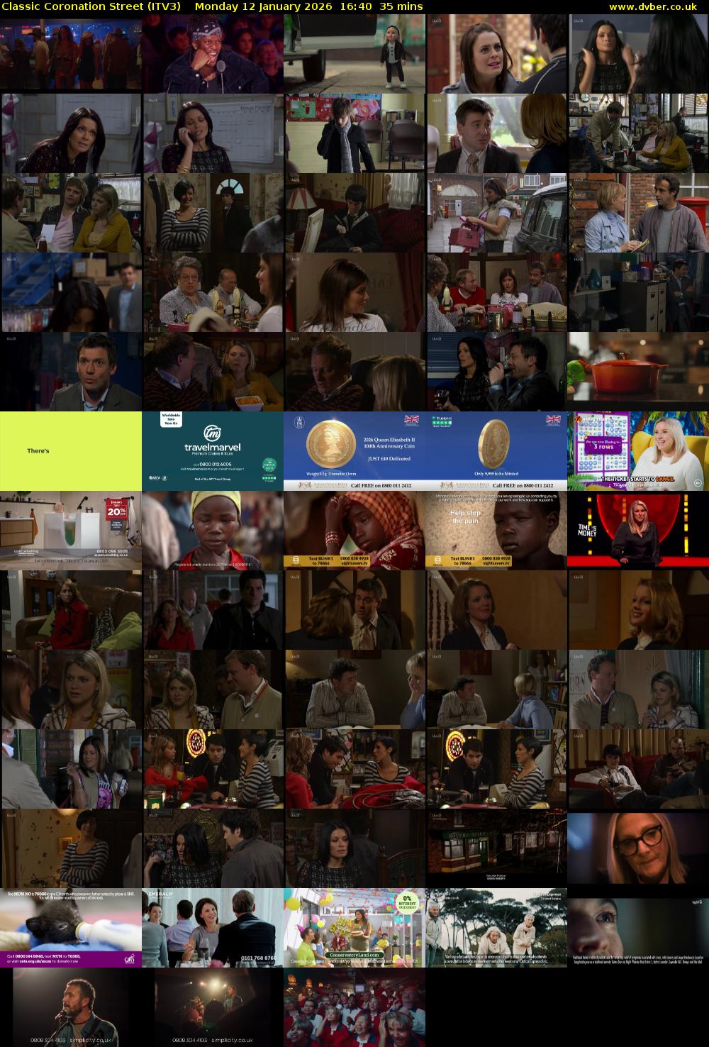 Classic Coronation Street (ITV3) Monday 12 January 2026 16:40 - 17:15