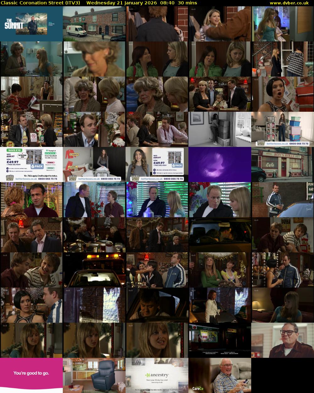 Classic Coronation Street (ITV3) Wednesday 21 January 2026 08:40 - 09:10