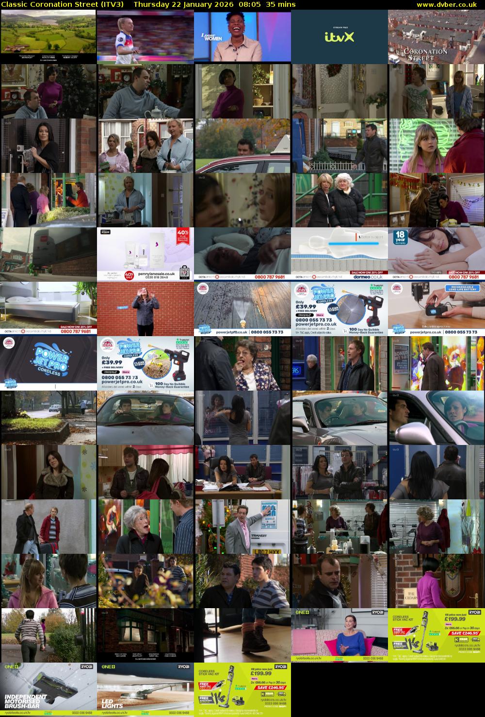 Classic Coronation Street (ITV3) Thursday 22 January 2026 08:05 - 08:40