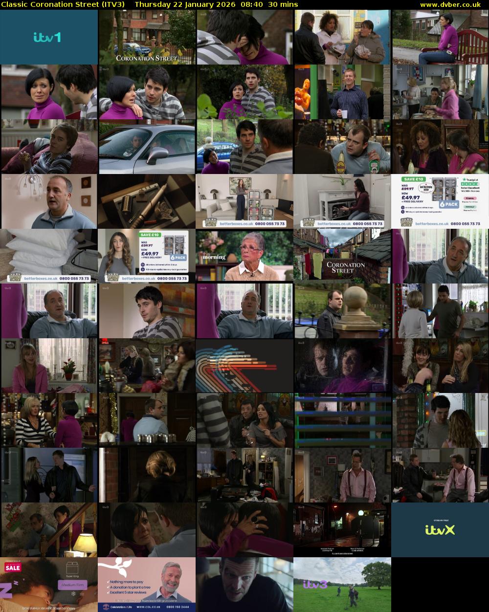Classic Coronation Street (ITV3) Thursday 22 January 2026 08:40 - 09:10