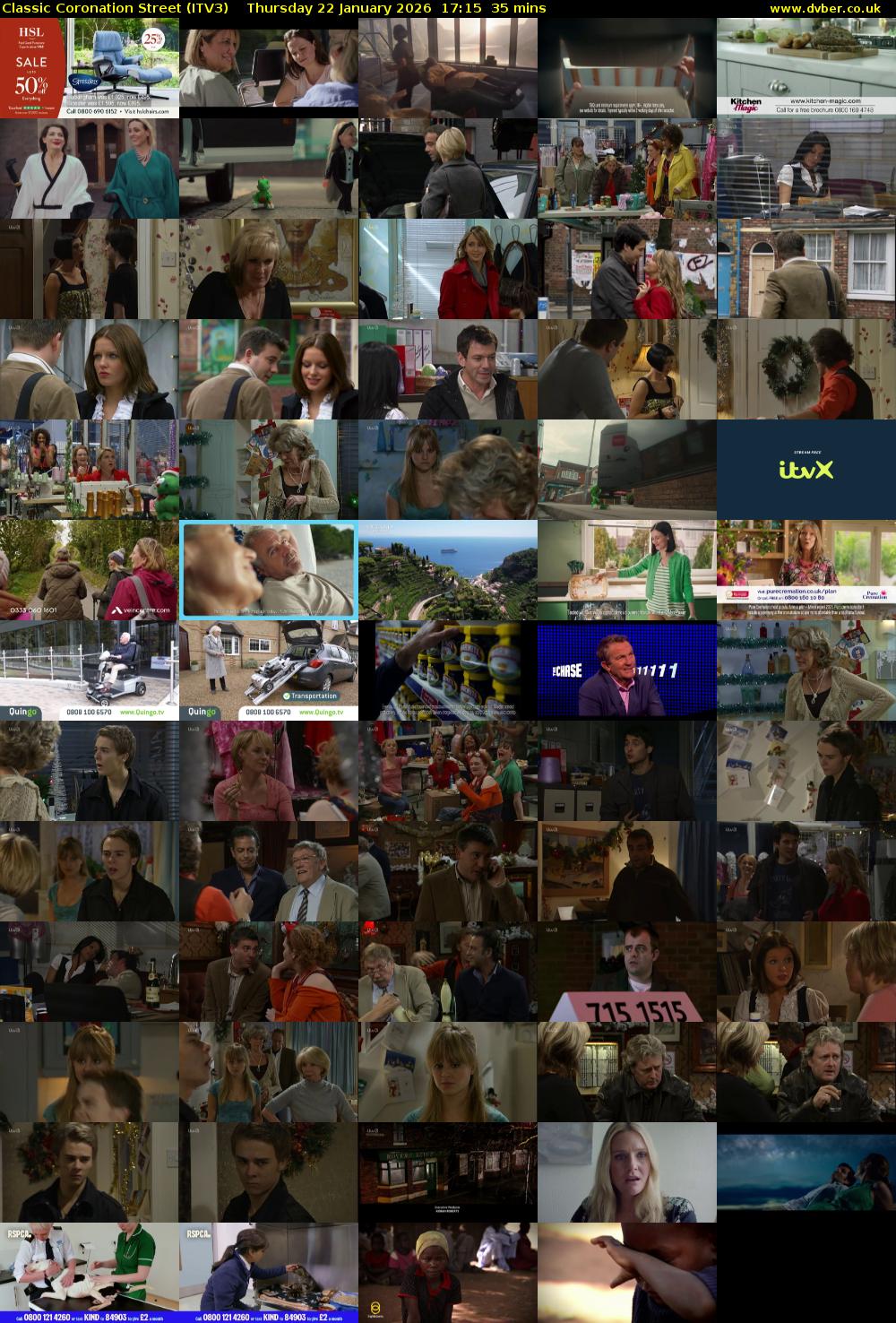 Classic Coronation Street (ITV3) Thursday 22 January 2026 17:15 - 17:50