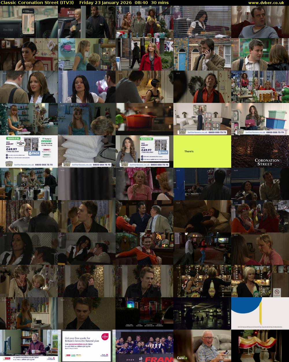 Classic Coronation Street (ITV3) Friday 23 January 2026 08:40 - 09:10