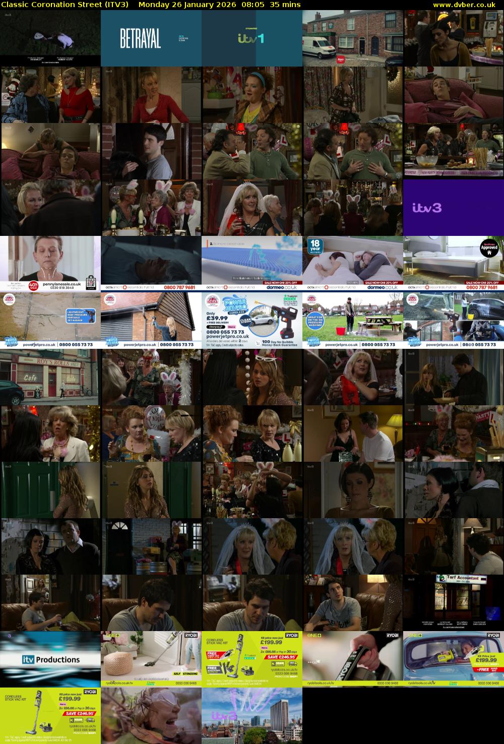 Classic Coronation Street (ITV3) Monday 26 January 2026 08:05 - 08:40