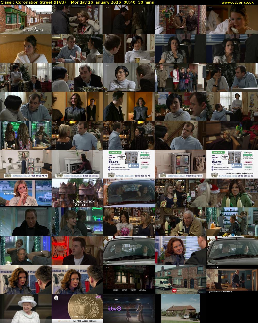 Classic Coronation Street (ITV3) Monday 26 January 2026 08:40 - 09:10