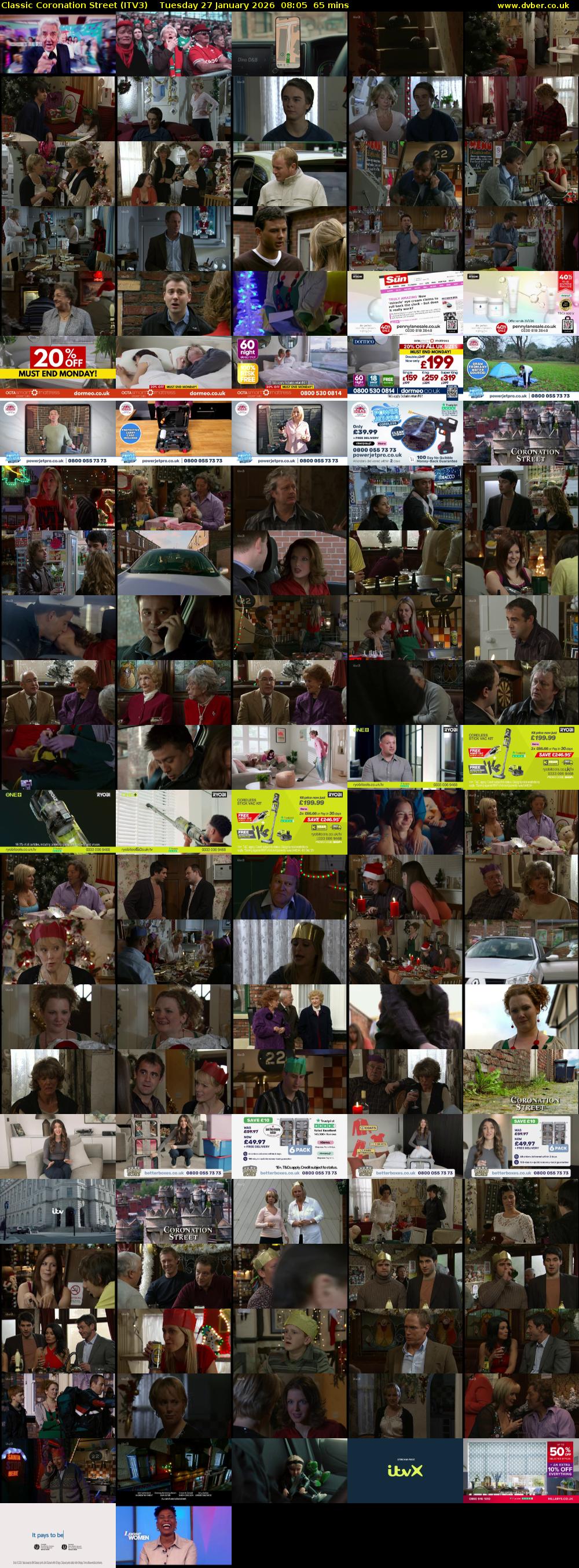 Classic Coronation Street (ITV3) Tuesday 27 January 2026 08:05 - 09:10