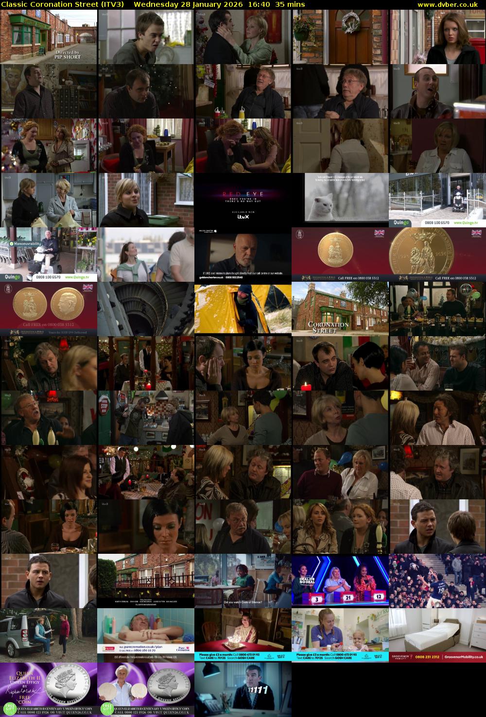 Classic Coronation Street (ITV3) Wednesday 28 January 2026 16:40 - 17:15