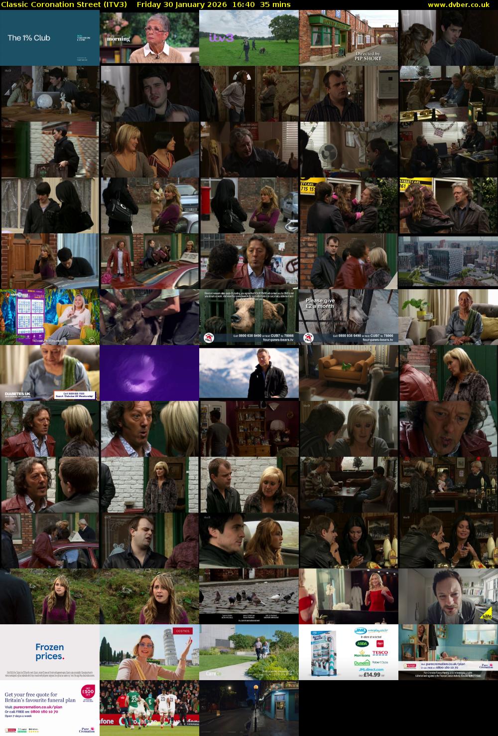 Classic Coronation Street (ITV3) Friday 30 January 2026 16:40 - 17:15