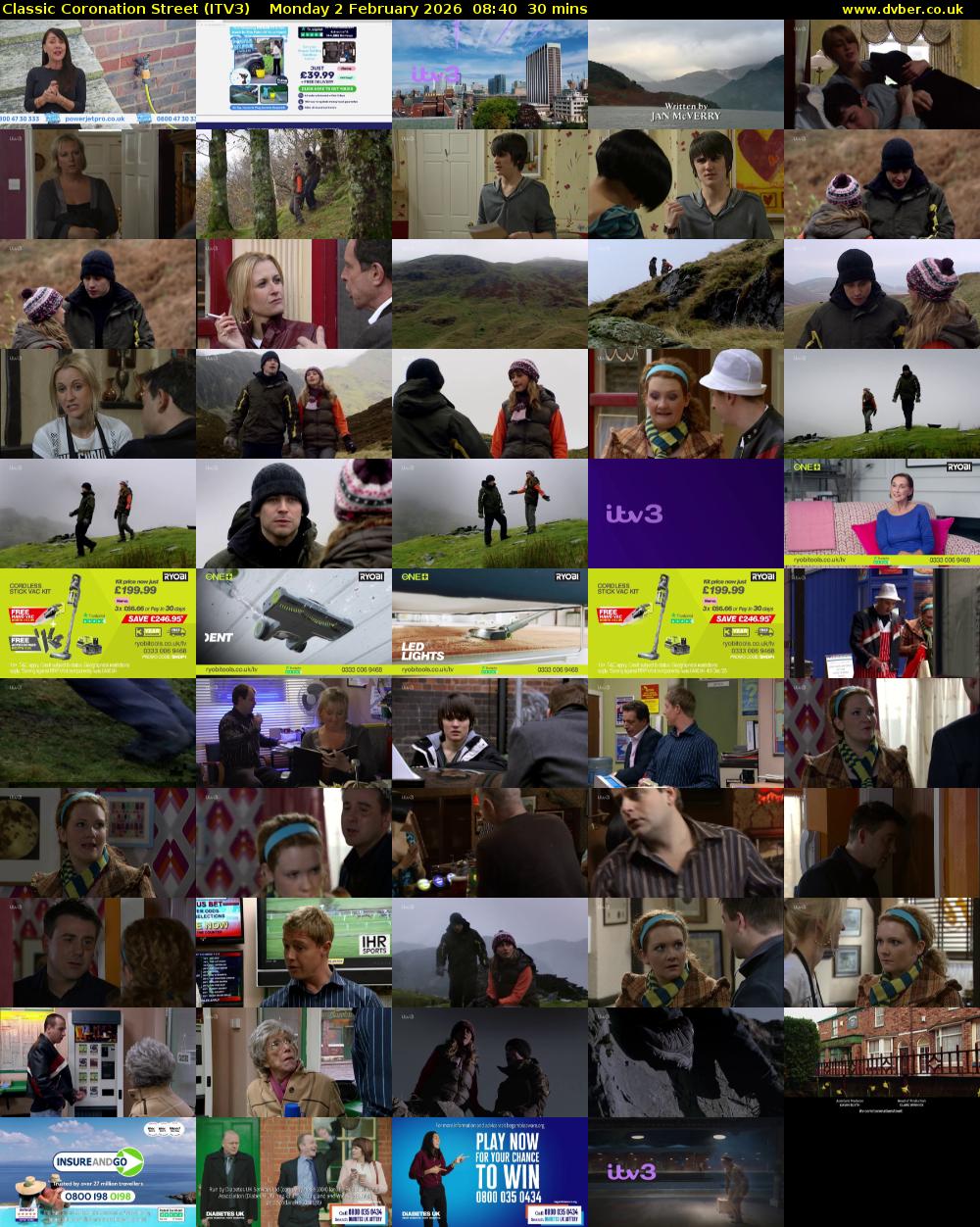Classic Coronation Street (ITV3) Monday 2 February 2026 08:40 - 09:10