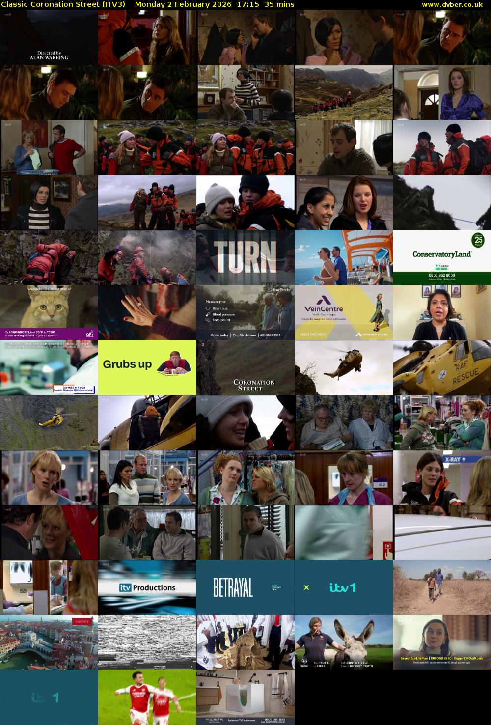 Classic Coronation Street (ITV3) Monday 2 February 2026 17:15 - 17:50
