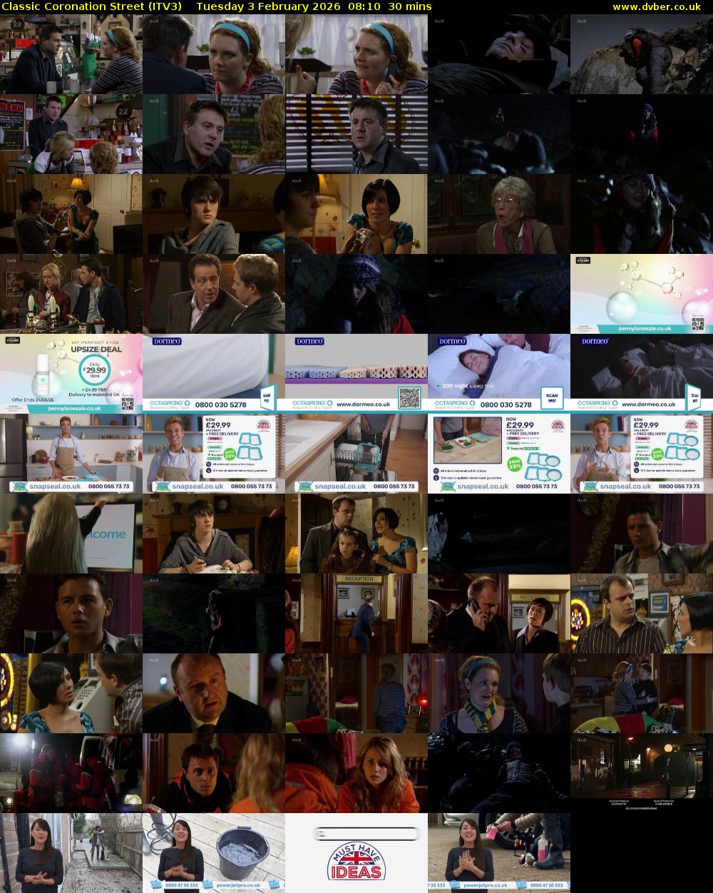 Classic Coronation Street (ITV3) Tuesday 3 February 2026 08:10 - 08:40