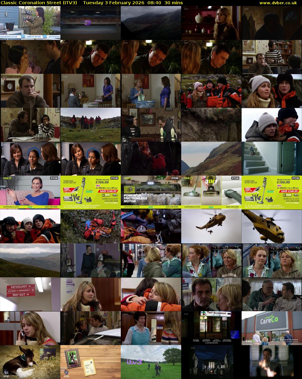 Classic Coronation Street (ITV3) Tuesday 3 February 2026 08:40 - 09:10