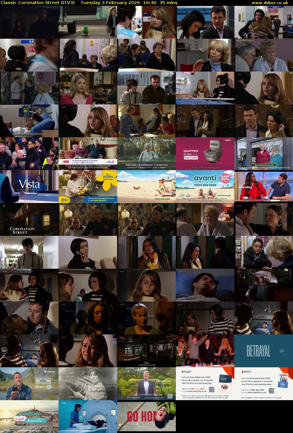 Classic Coronation Street (ITV3) Tuesday 3 February 2026 16:40 - 17:15