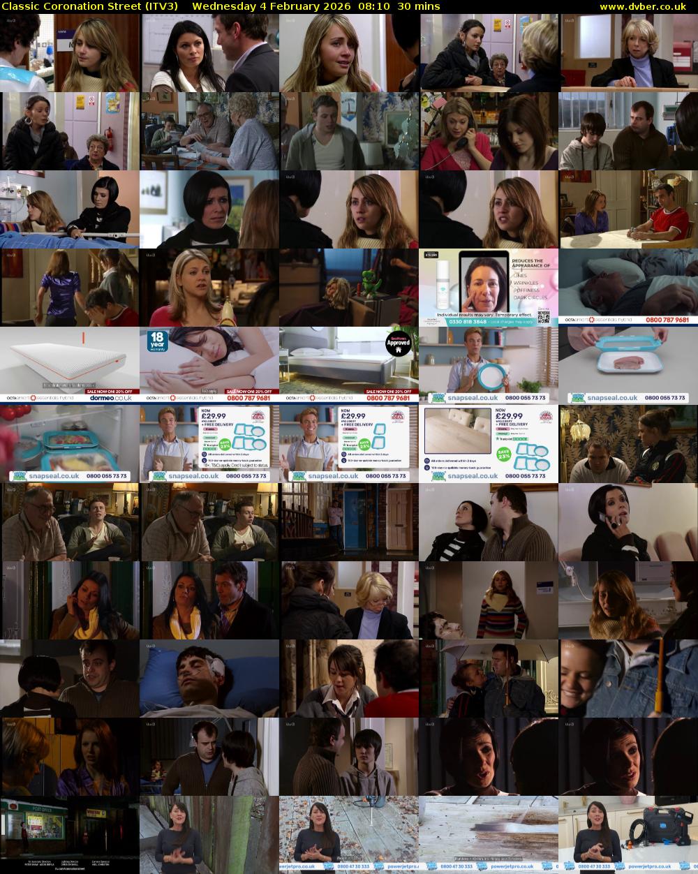 Classic Coronation Street (ITV3) Wednesday 4 February 2026 08:10 - 08:40