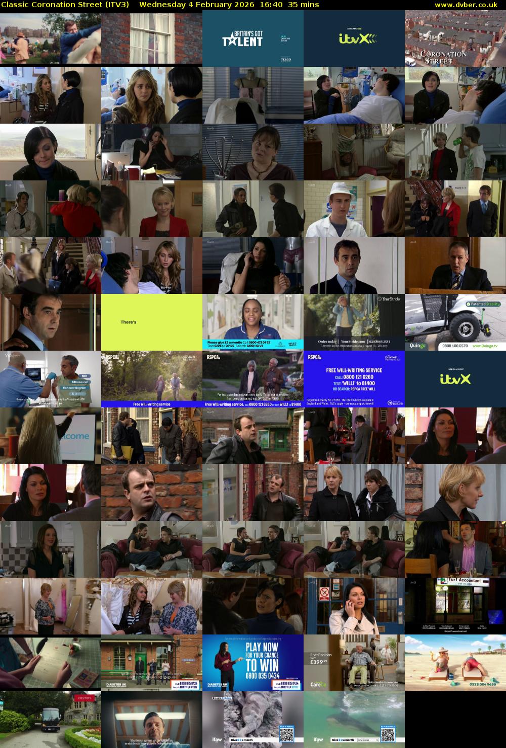 Classic Coronation Street (ITV3) Wednesday 4 February 2026 16:40 - 17:15