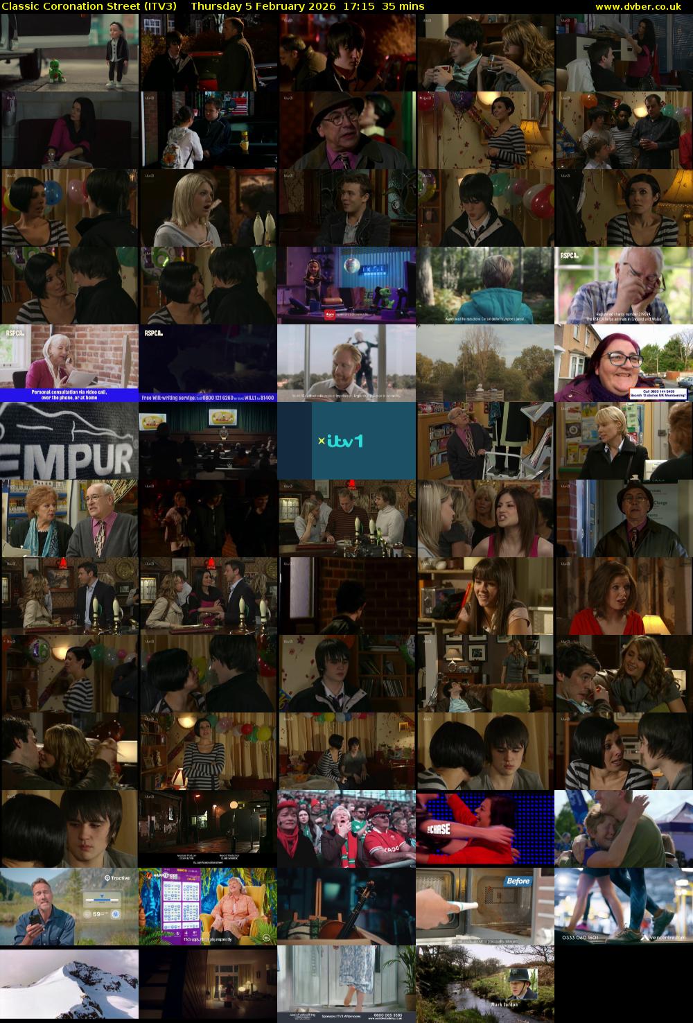 Classic Coronation Street (ITV3) Thursday 5 February 2026 17:15 - 17:50