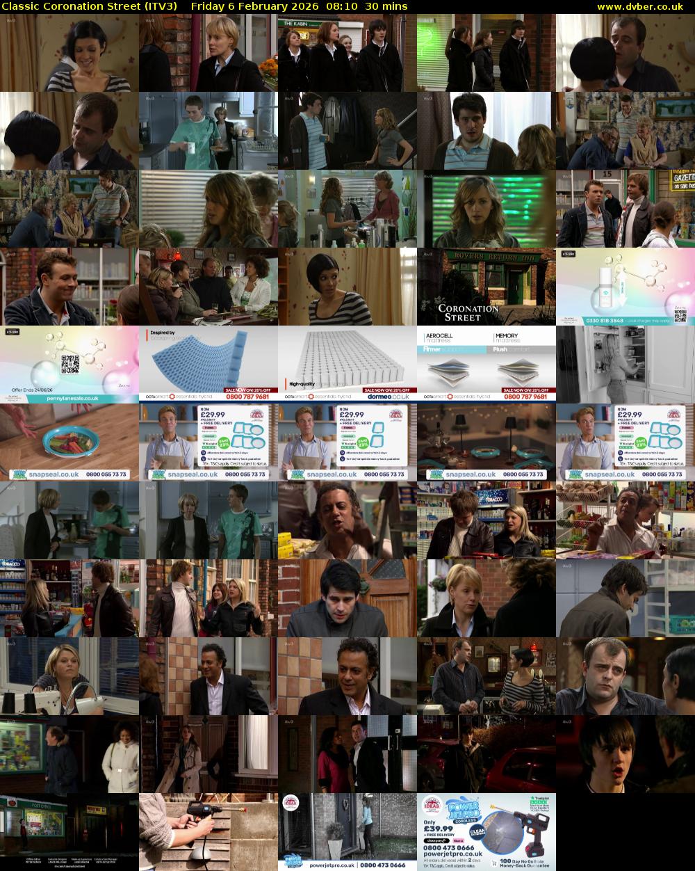 Classic Coronation Street (ITV3) Friday 6 February 2026 08:10 - 08:40