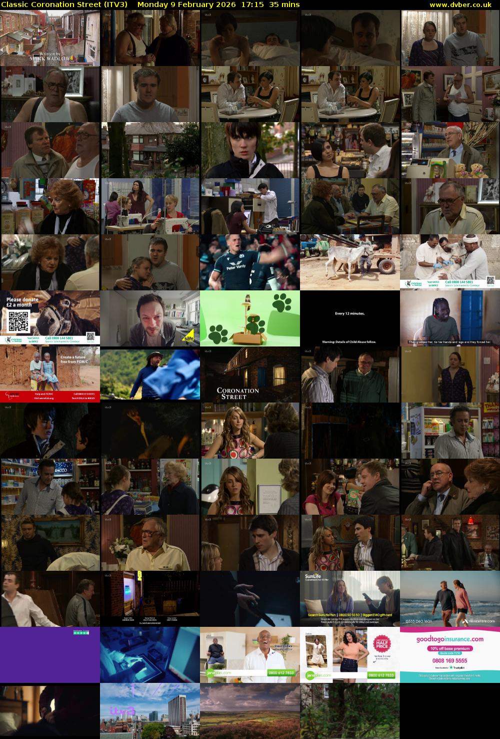 Classic Coronation Street (ITV3) Monday 9 February 2026 17:15 - 17:50