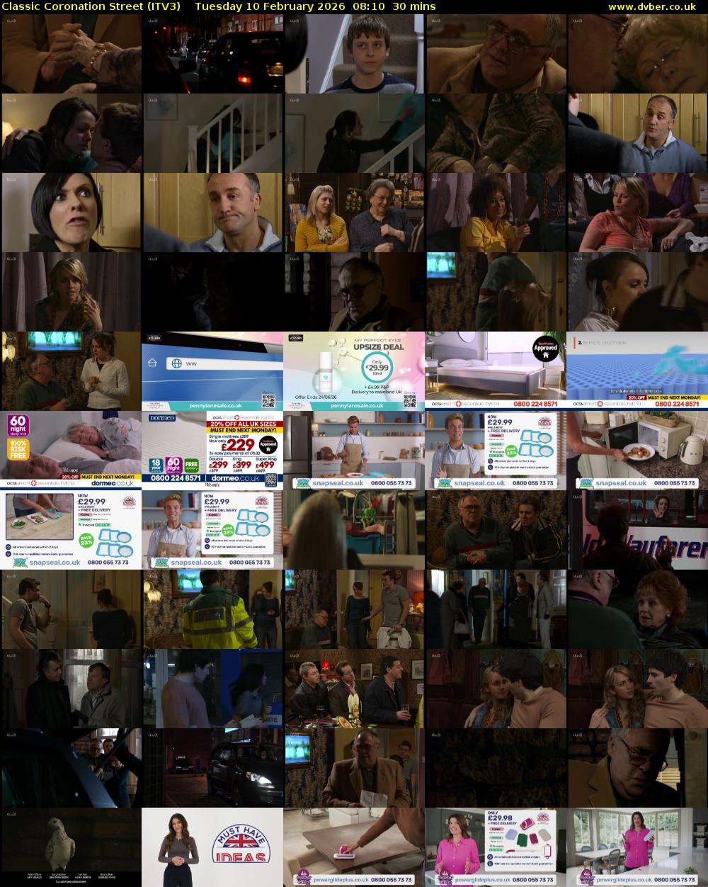 Classic Coronation Street (ITV3) Tuesday 10 February 2026 08:10 - 08:40