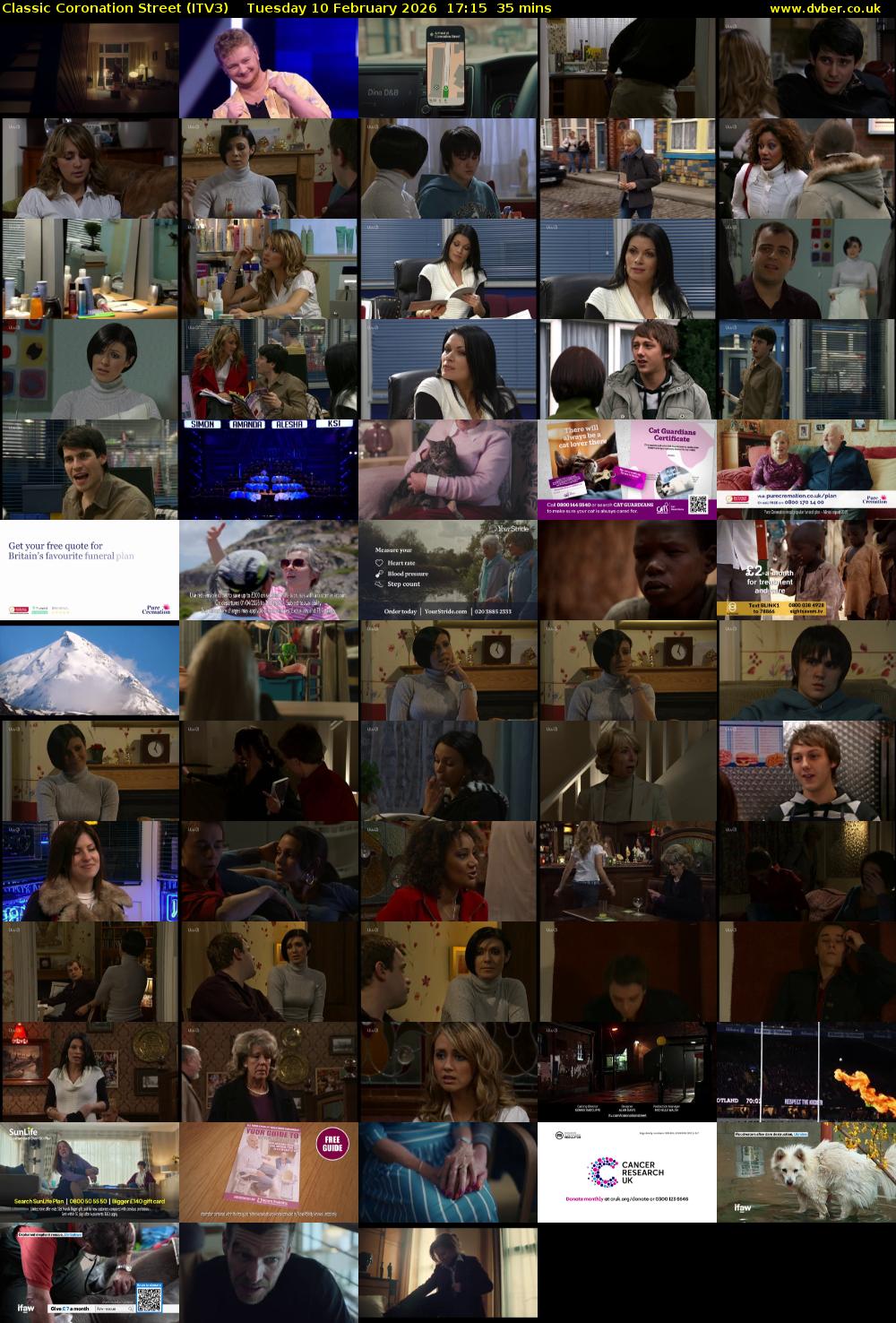 Classic Coronation Street (ITV3) Tuesday 10 February 2026 17:15 - 17:50