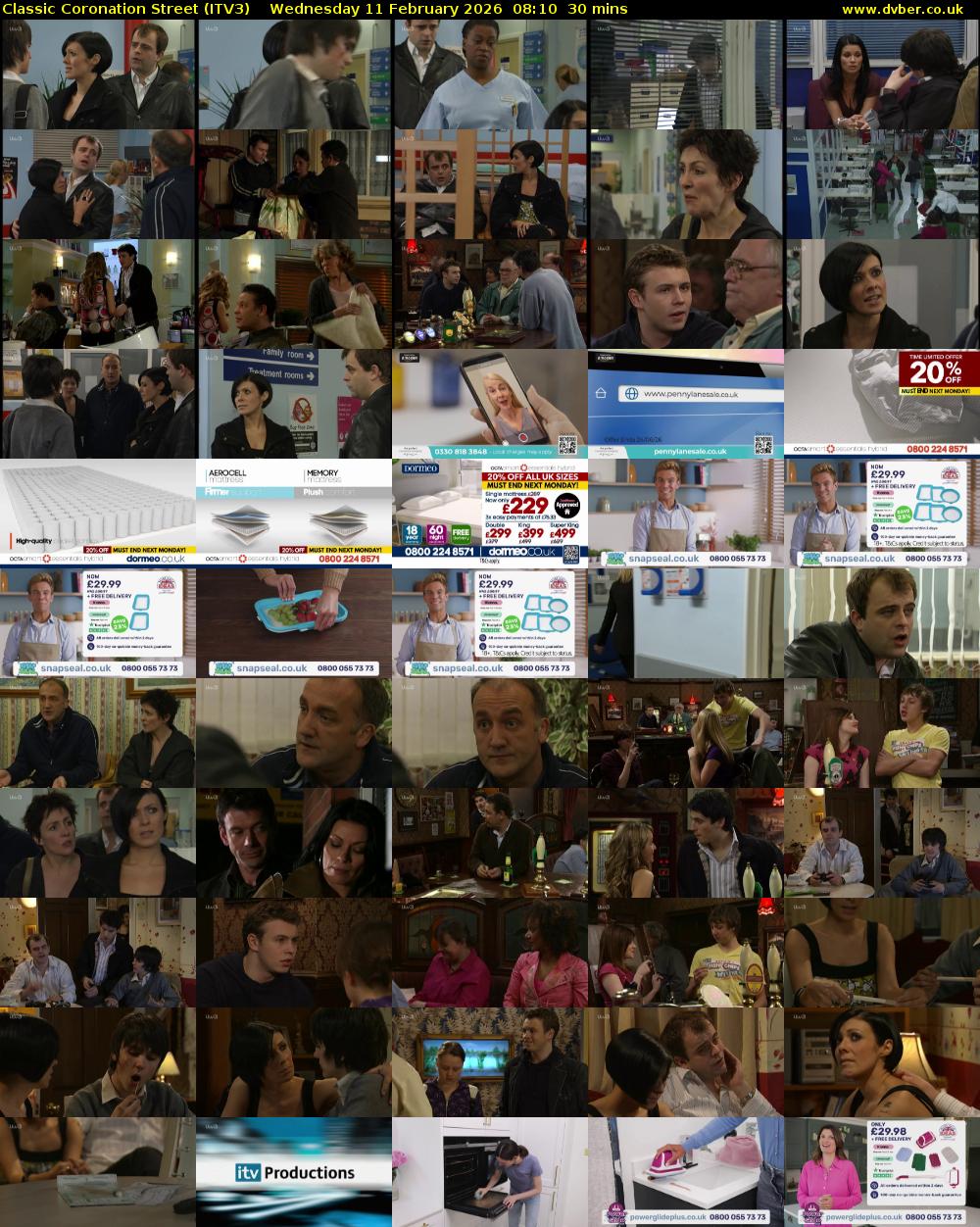 Classic Coronation Street (ITV3) Wednesday 11 February 2026 08:10 - 08:40