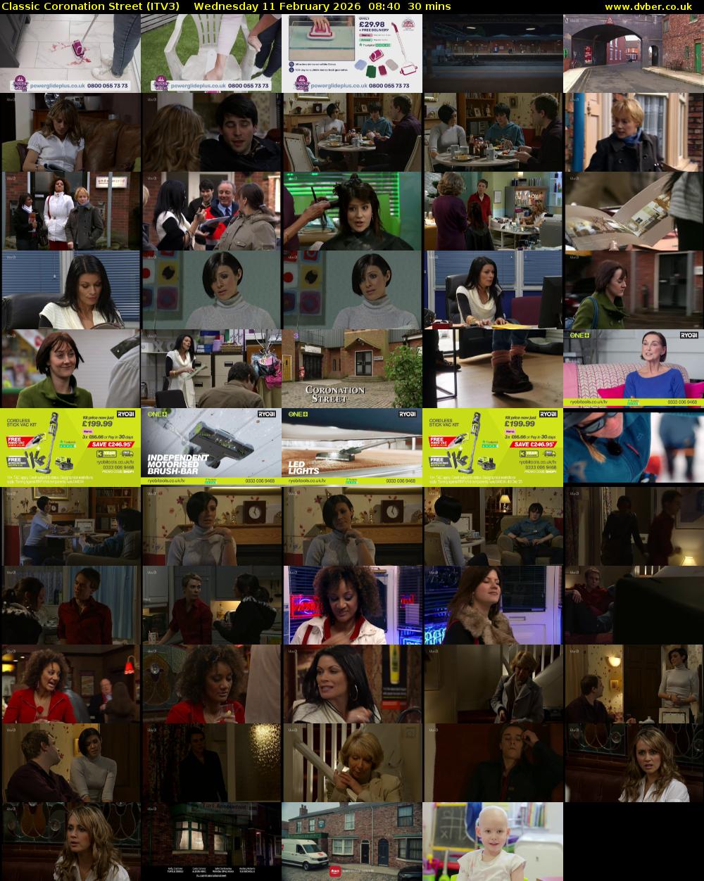 Classic Coronation Street (ITV3) Wednesday 11 February 2026 08:40 - 09:10