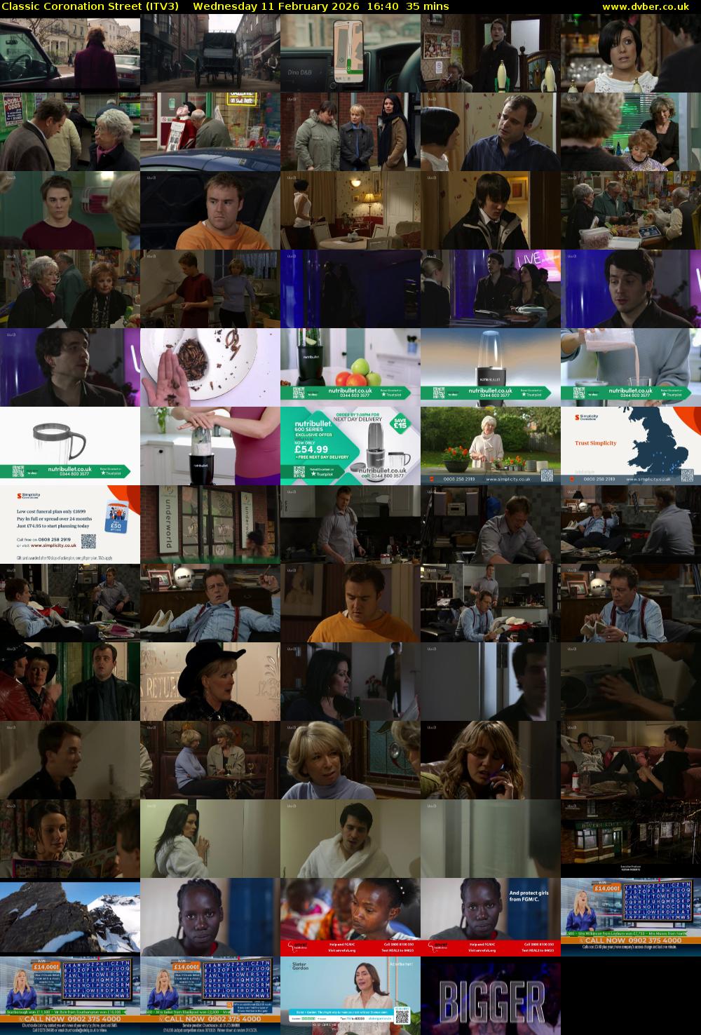Classic Coronation Street (ITV3) Wednesday 11 February 2026 16:40 - 17:15