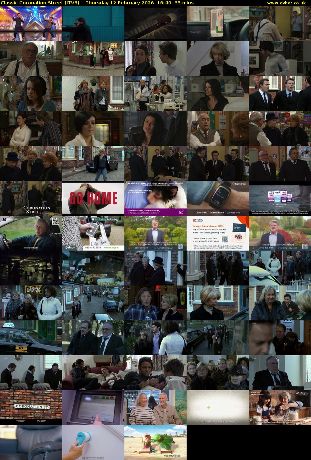 Classic Coronation Street (ITV3) Thursday 12 February 2026 16:40 - 17:15