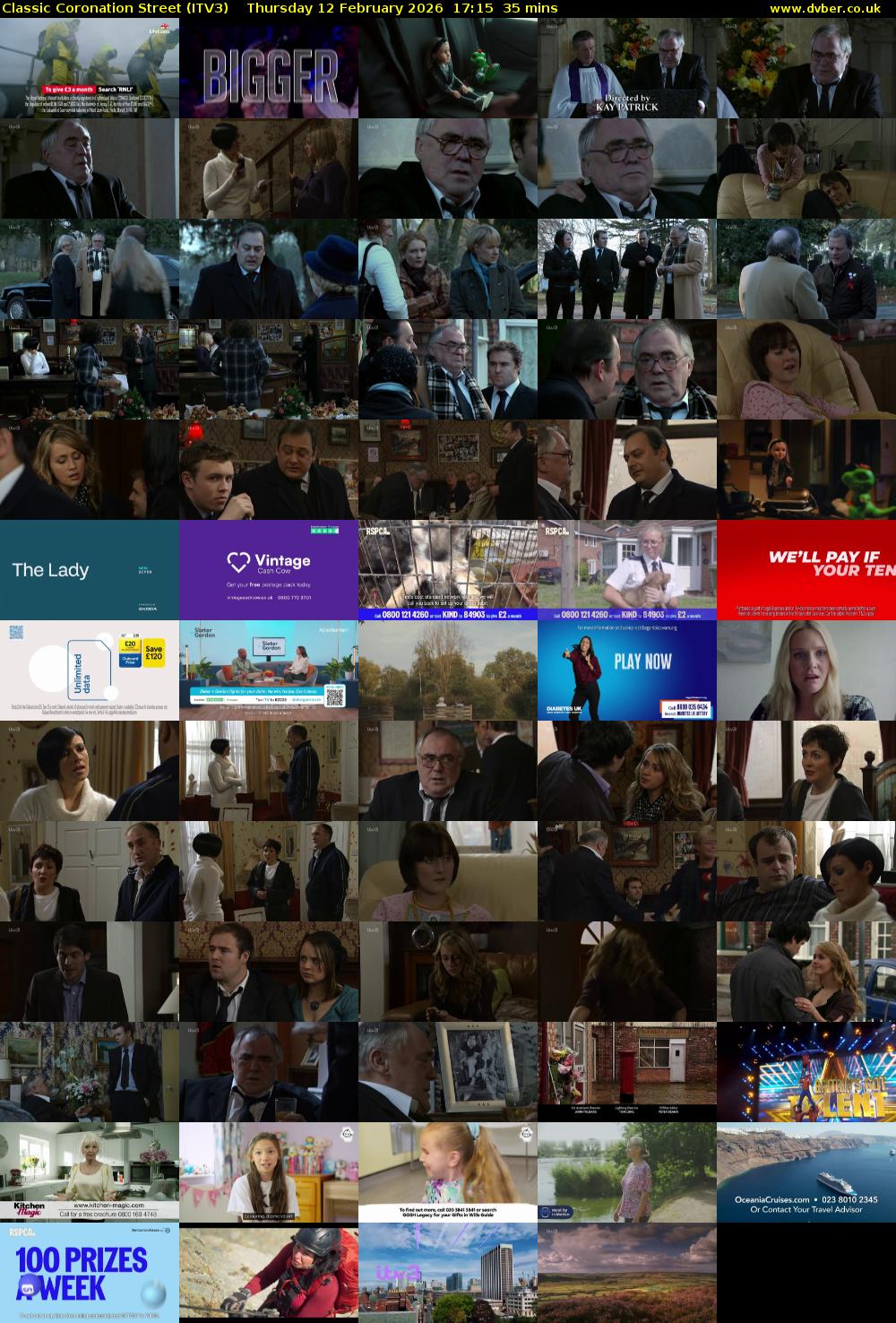 Classic Coronation Street (ITV3) Thursday 12 February 2026 17:15 - 17:50