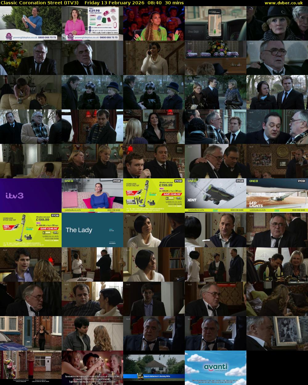 Classic Coronation Street (ITV3) Friday 13 February 2026 08:40 - 09:10