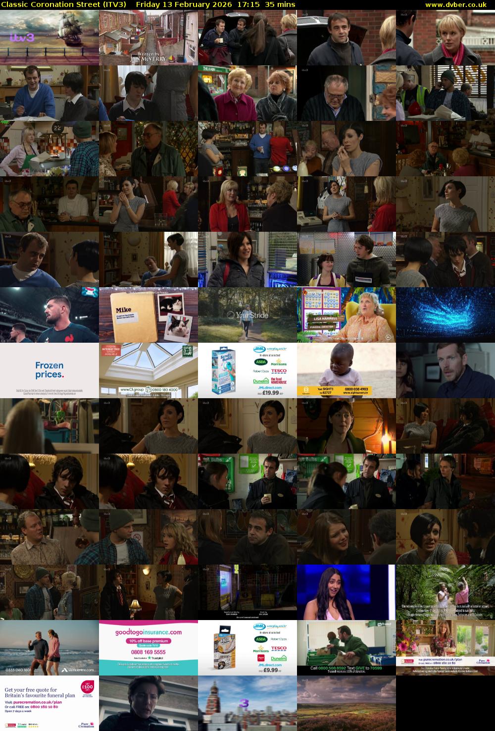 Classic Coronation Street (ITV3) Friday 13 February 2026 17:15 - 17:50