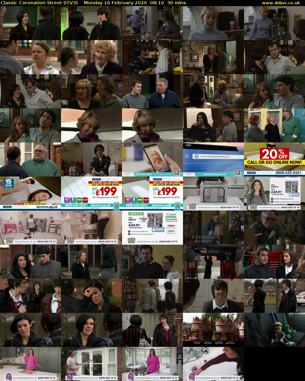 Classic Coronation Street (ITV3) Monday 16 February 2026 08:10 - 08:40