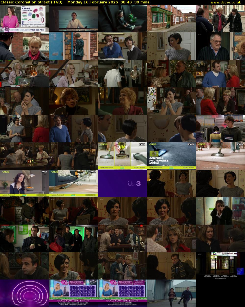 Classic Coronation Street (ITV3) Monday 16 February 2026 08:40 - 09:10