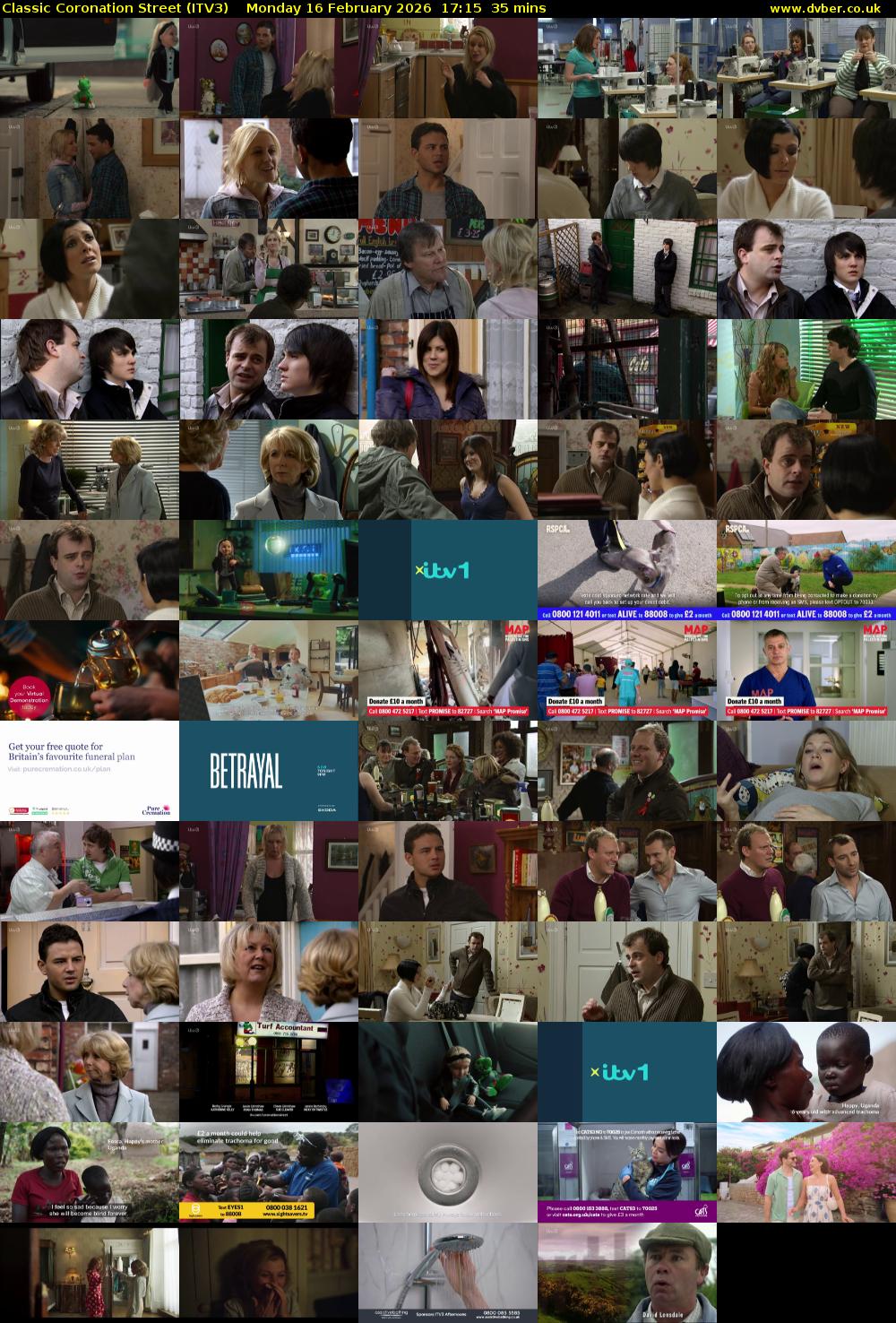 Classic Coronation Street (ITV3) Monday 16 February 2026 17:15 - 17:50