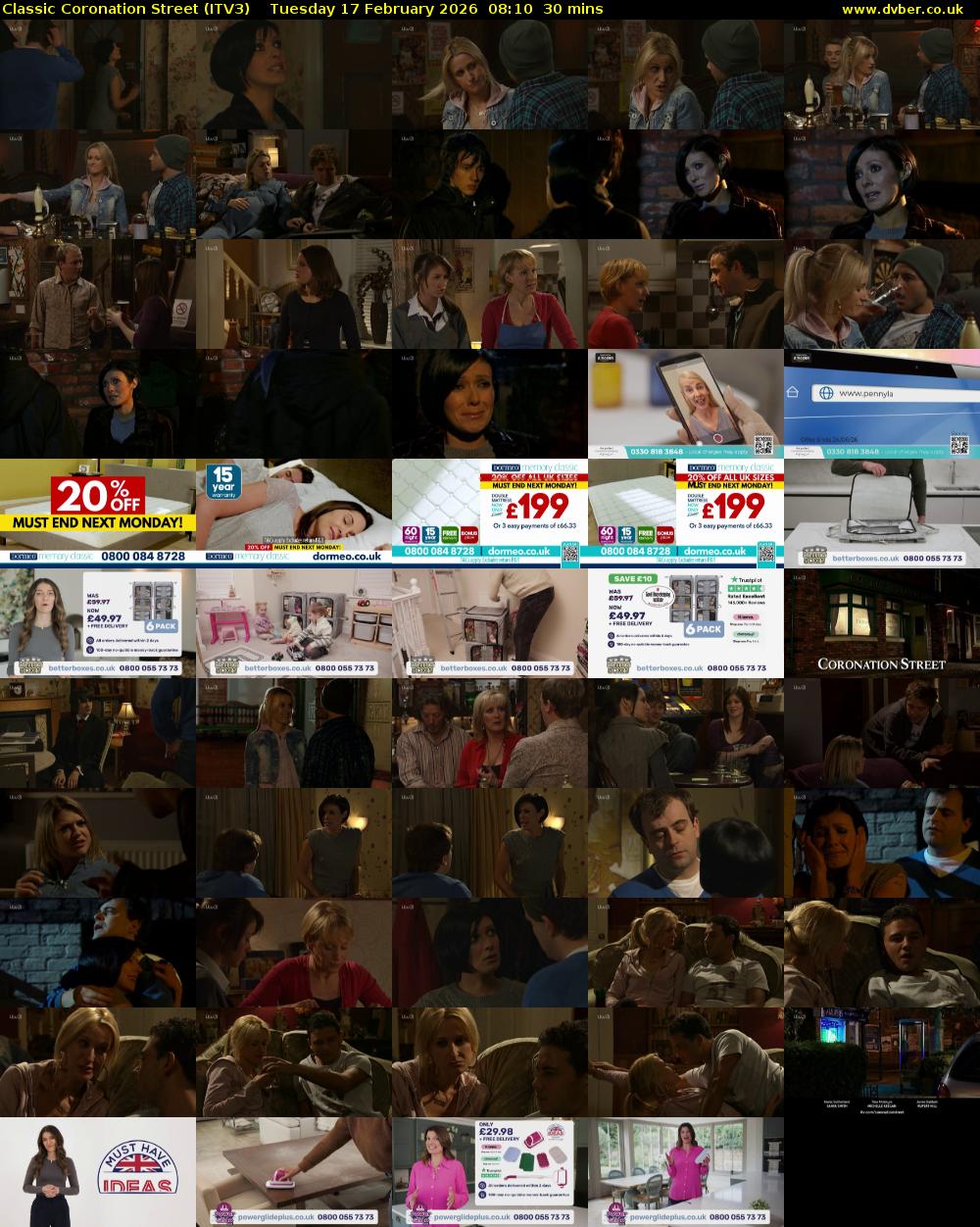 Classic Coronation Street (ITV3) Tuesday 17 February 2026 08:10 - 08:40