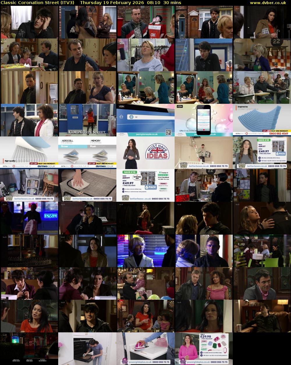 Classic Coronation Street (ITV3) Thursday 19 February 2026 08:10 - 08:40