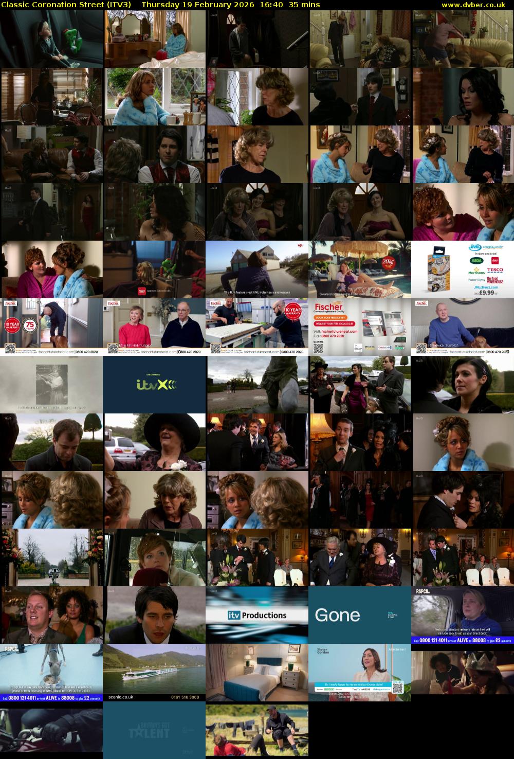 Classic Coronation Street (ITV3) Thursday 19 February 2026 16:40 - 17:15