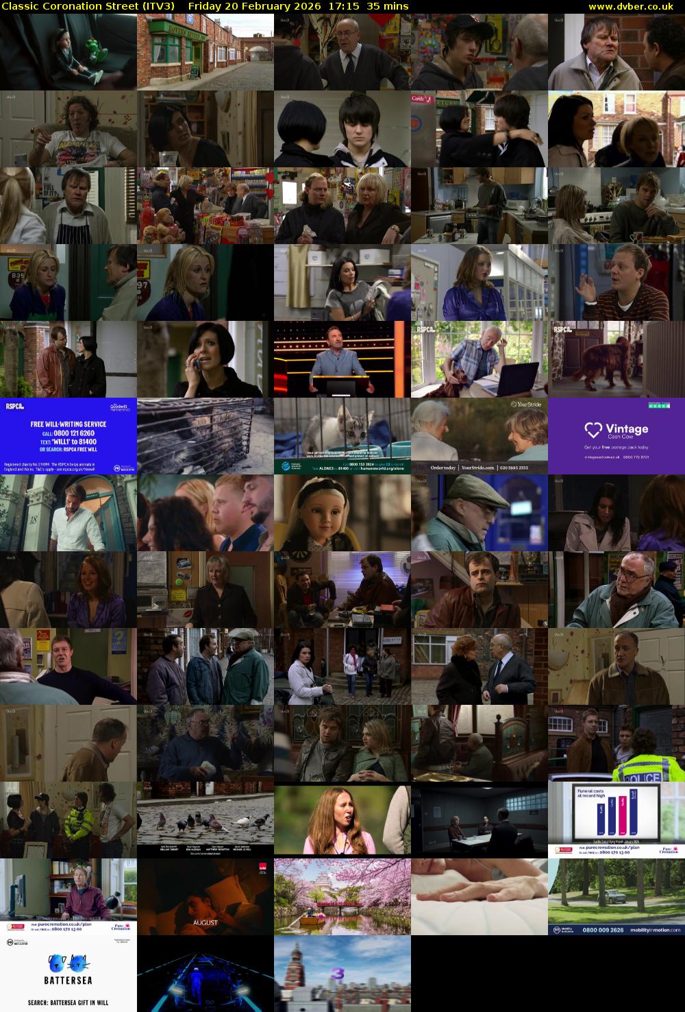 Classic Coronation Street (ITV3) Friday 20 February 2026 17:15 - 17:50