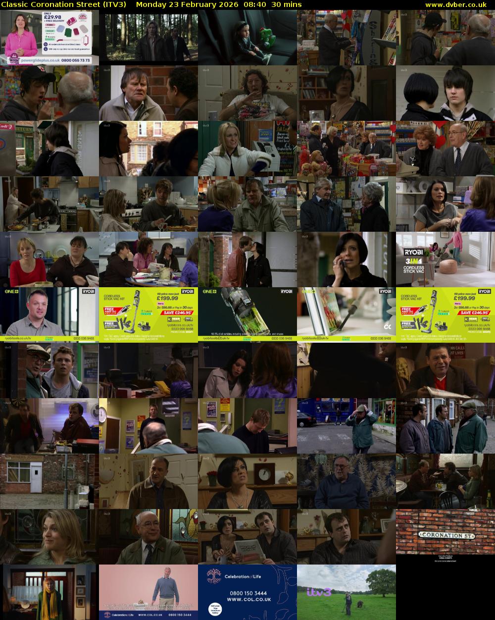 Classic Coronation Street (ITV3) Monday 23 February 2026 08:40 - 09:10