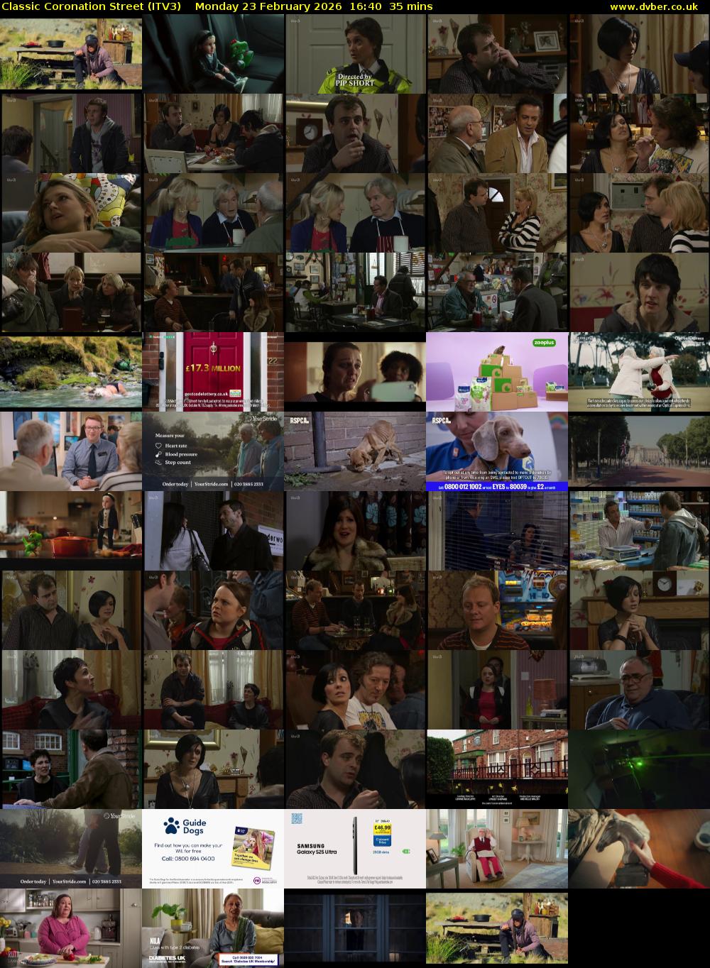 Classic Coronation Street (ITV3) Monday 23 February 2026 16:40 - 17:15