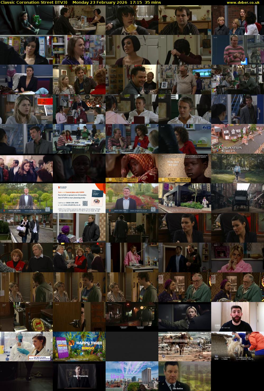 Classic Coronation Street (ITV3) Monday 23 February 2026 17:15 - 17:50