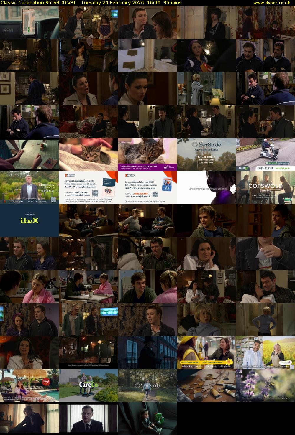 Classic Coronation Street (ITV3) Tuesday 24 February 2026 16:40 - 17:15