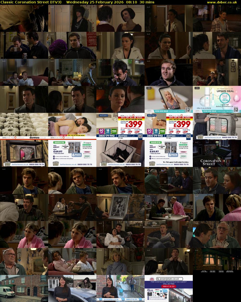 Classic Coronation Street (ITV3) Wednesday 25 February 2026 08:10 - 08:40